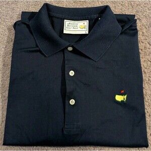 Vintage Masters Golf Tournament Augusta National Cotton Navy Blue Polo Men's L